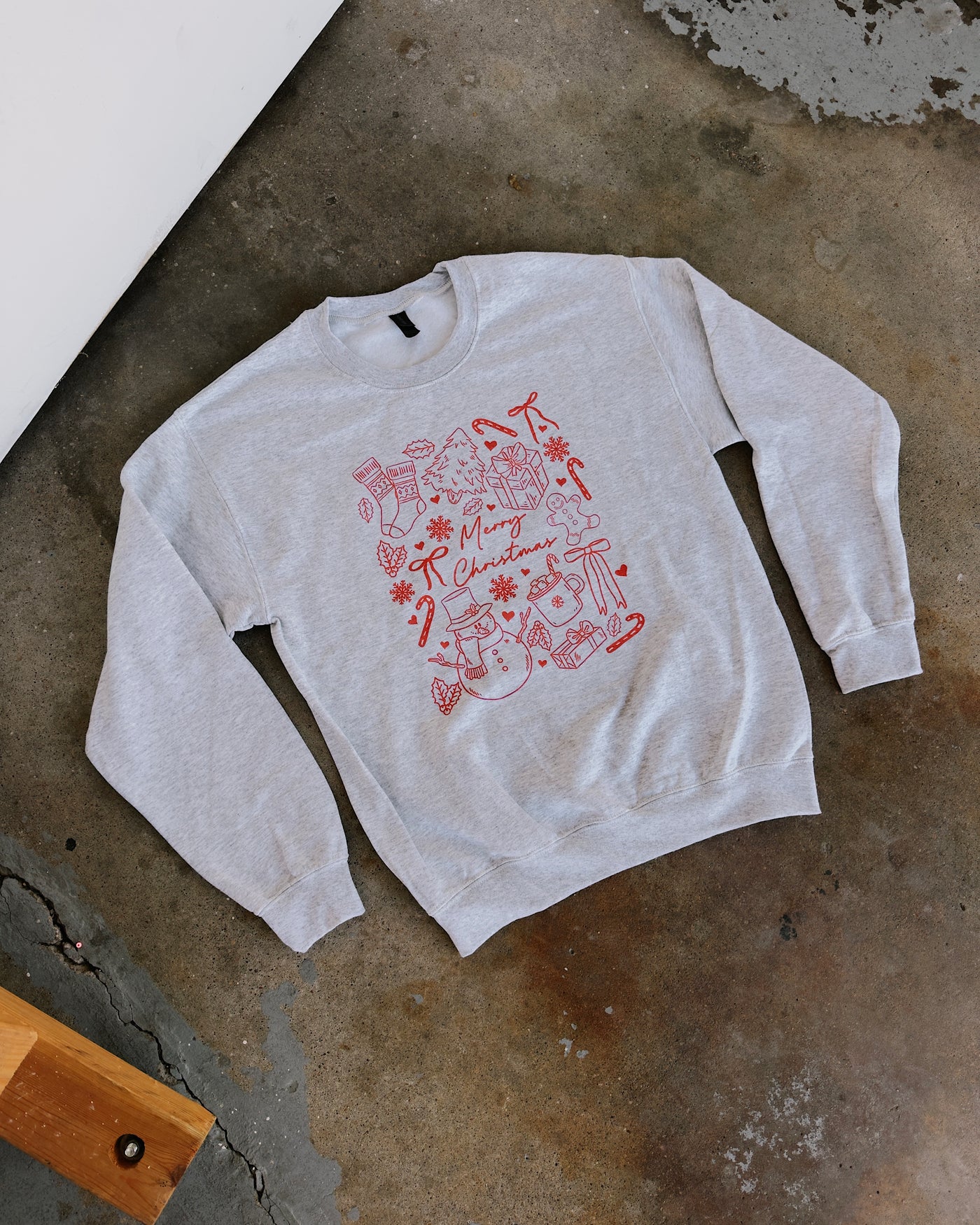 Merry Christmas Doodle Sweatshirt - Ash