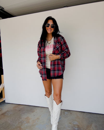 Nebraska Dunn Plaid Button Up - Red