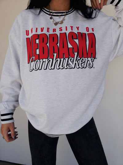 Retro Cornhuskers Sweatshirt - Ash