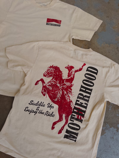 Saddle Up, Motherhood Cotton Tee - Ivory