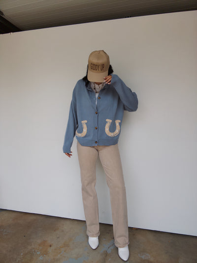 Horseshoe Cardigan - Light Blue