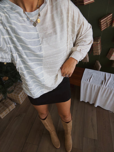 Stone & Cream Lightweight Sweater - Cream/Grey