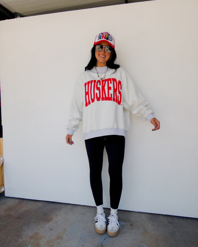 PREORDER Huskers Reversible Mock Neck Sweatshirt - Grey