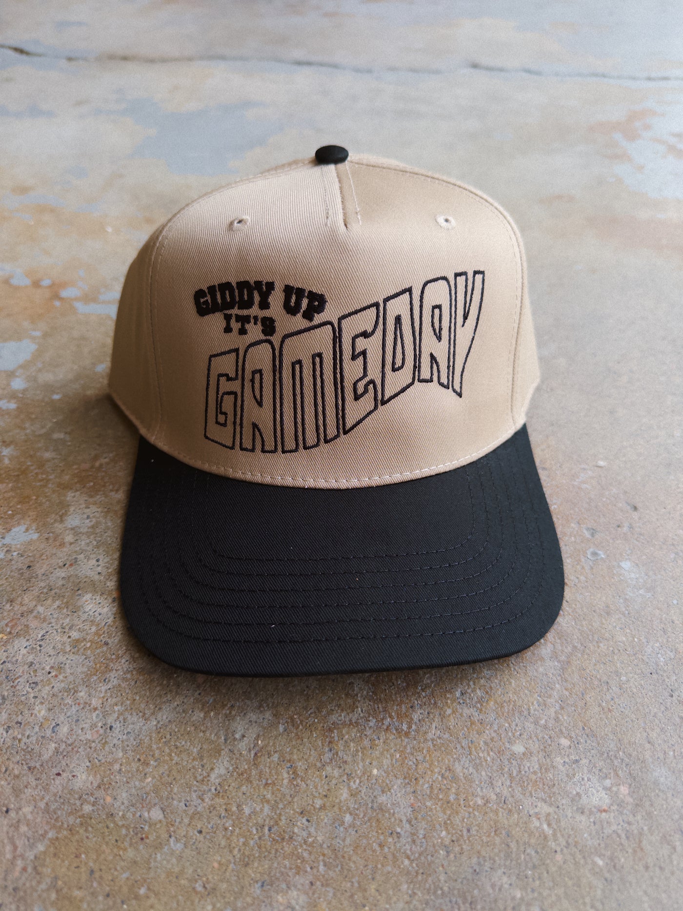 Giddy Up, It's Gameday Hat - Khaki/Black