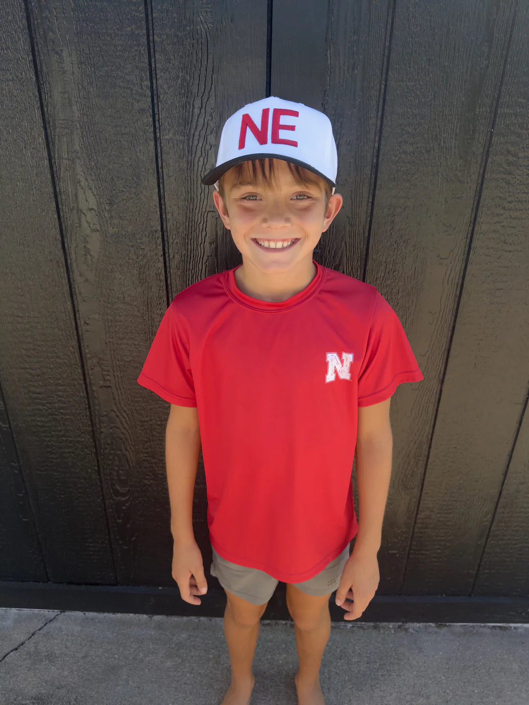 Youth Nebraska Doodle Sketch Tee - Red