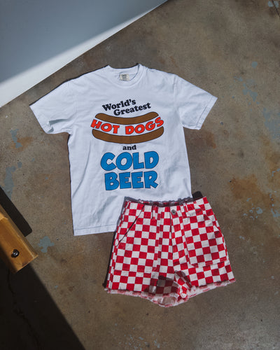 Hot Dogs & Cold Beer Cotton Tee - White
