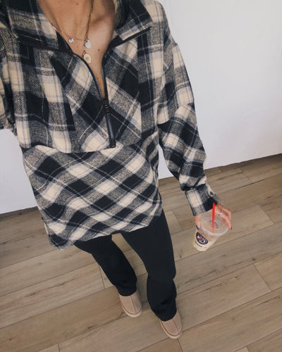 Flannel Fields Half Zip - Black Multi