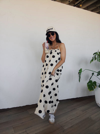 Polka Dot Maxi Dress - Cream/Black