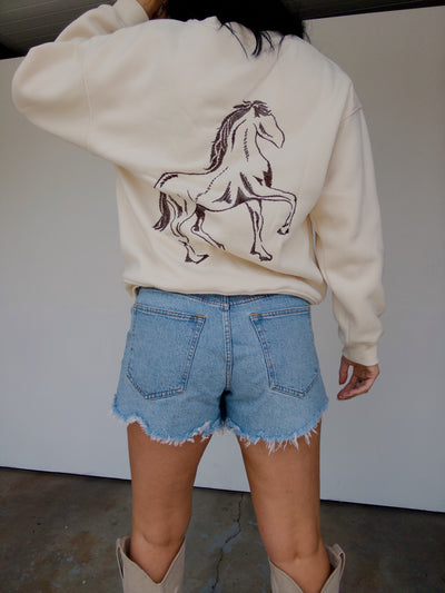 Good Luck Embroidered Sweatshirt - Cream