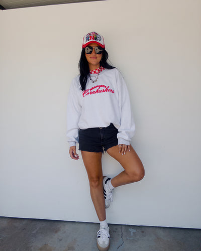 NE Cornhuskers Inside Out Puff Sweatshirt - Ash