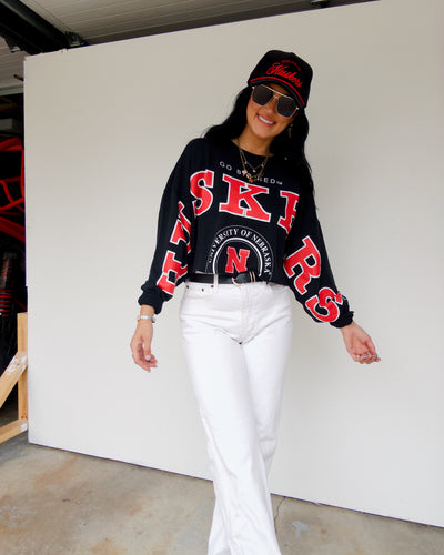 Nebraska Phipps Cropped Crew - Black