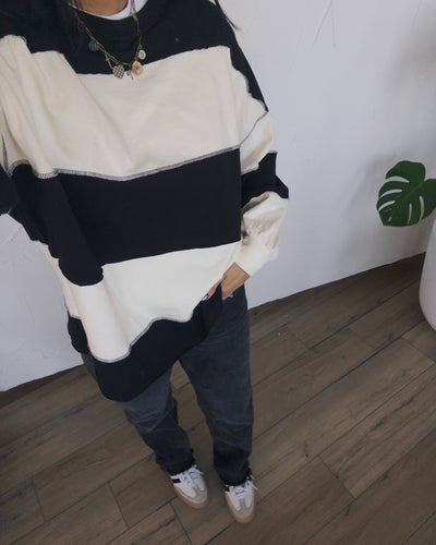Easy Days Stripe Top - Ivory/Black