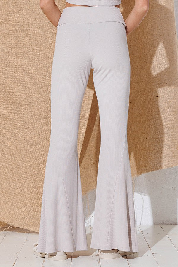 Ribbed Flare Leggings - Taupe