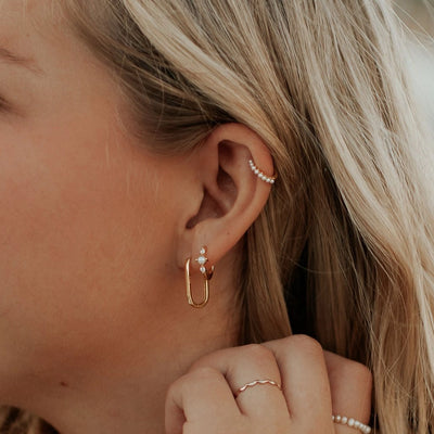 Grace Pearl Mini Hoops - Gold