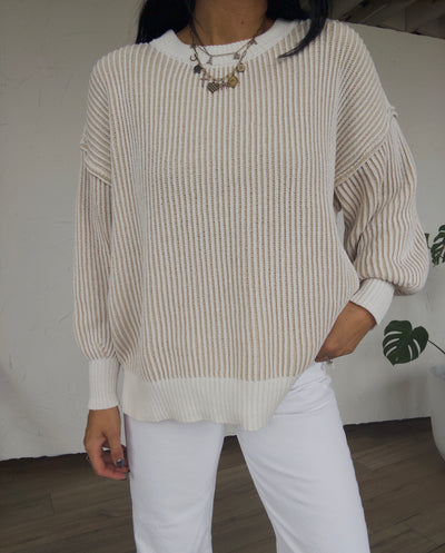 Linden Striped Sweater - Taupe
