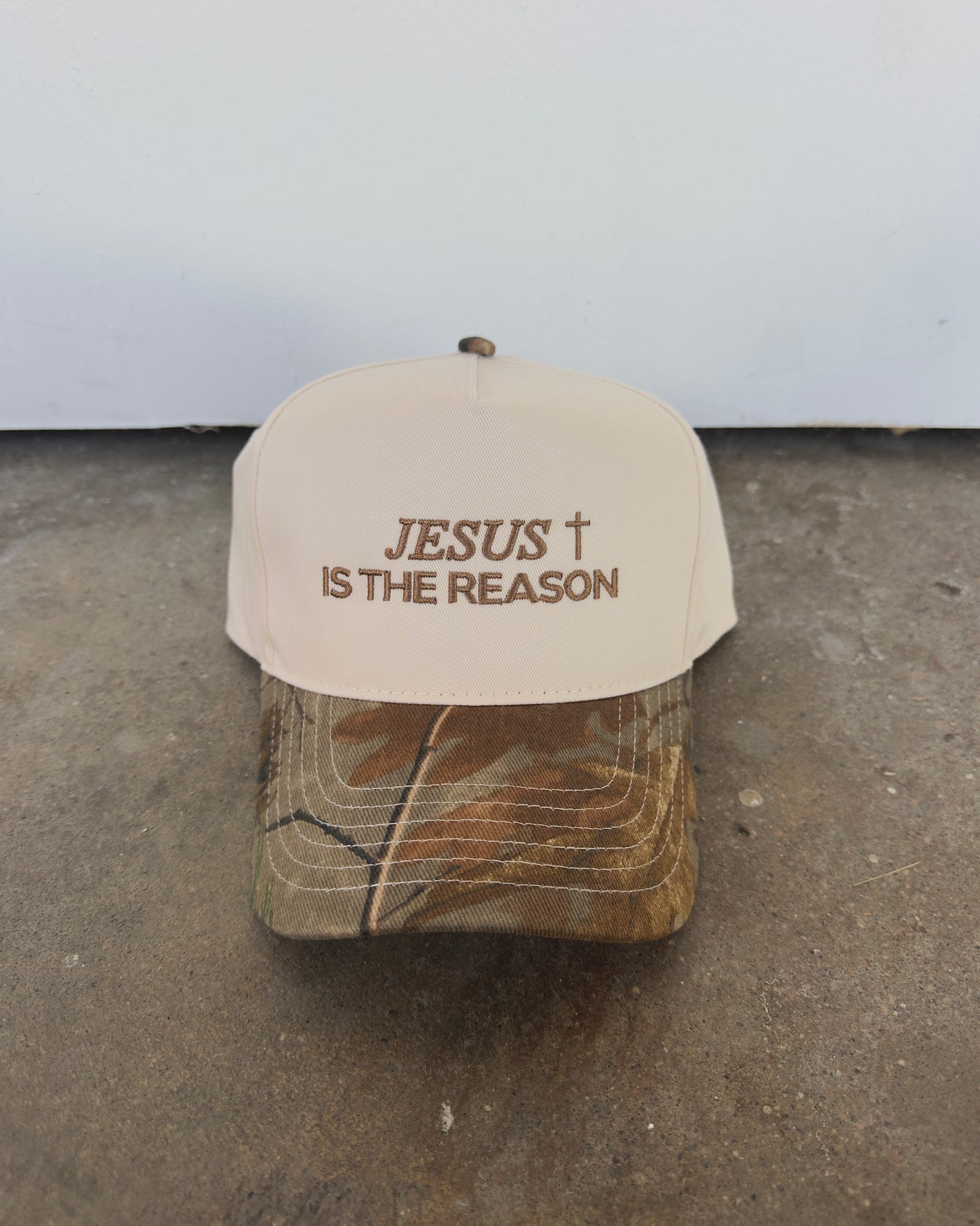 Jesus Is The Reason Hat - Camo/Cream
