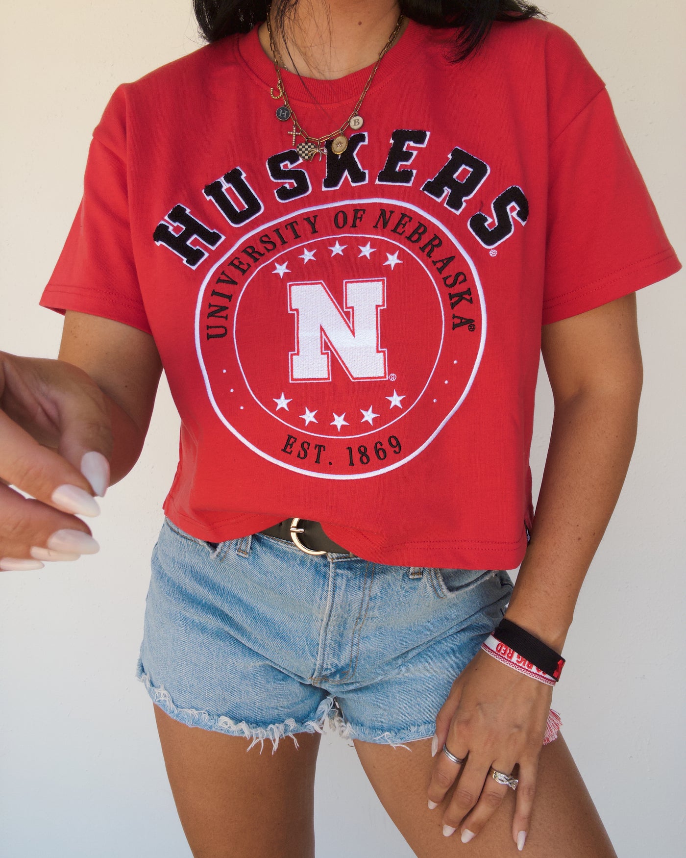 Husker Sayler Star Crop Tee - Red
