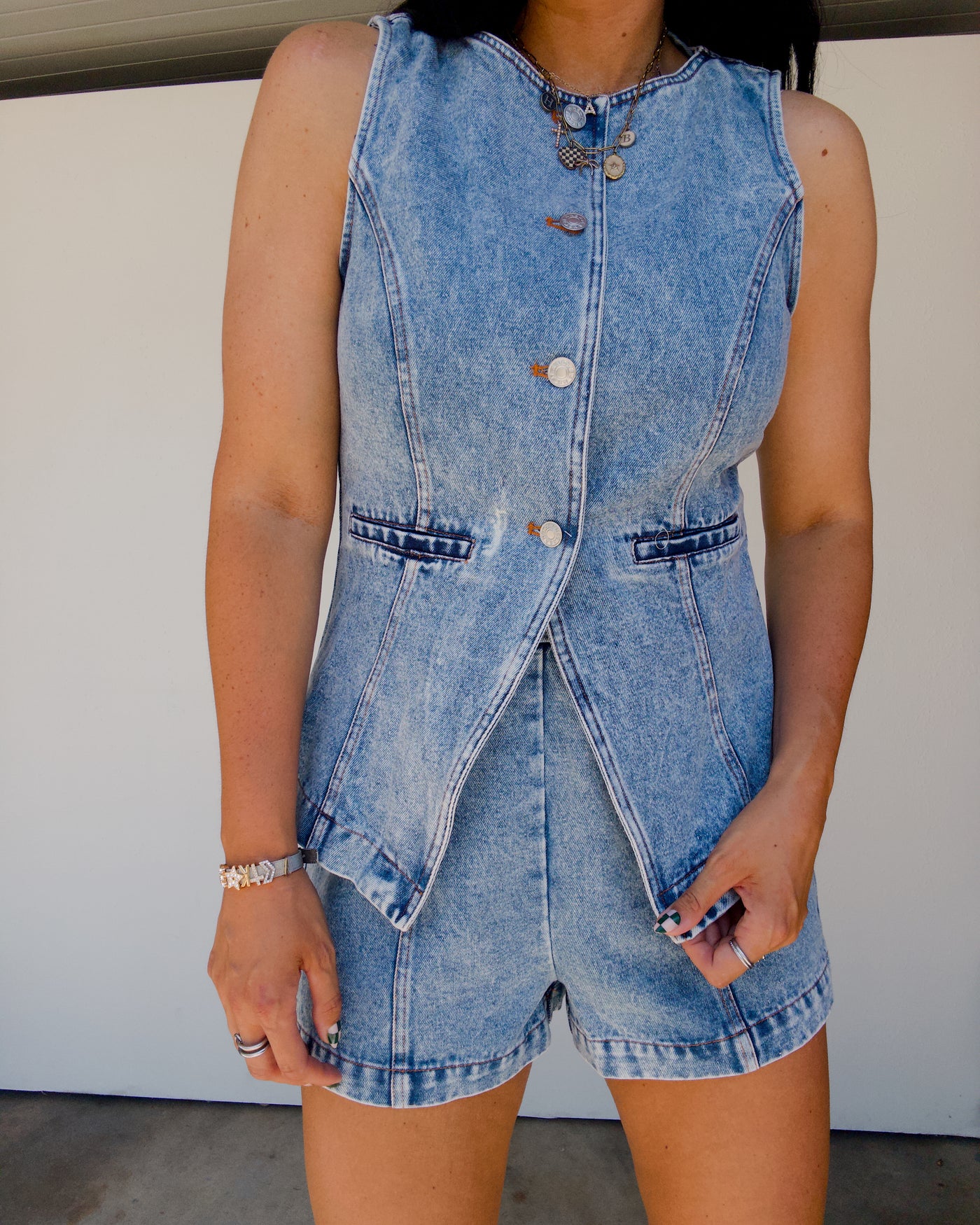 Step Out Denim Vest - Medium Wash