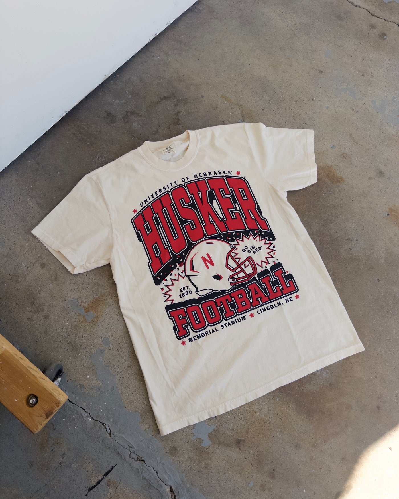 Husker Football Cotton Tee - Ivory
