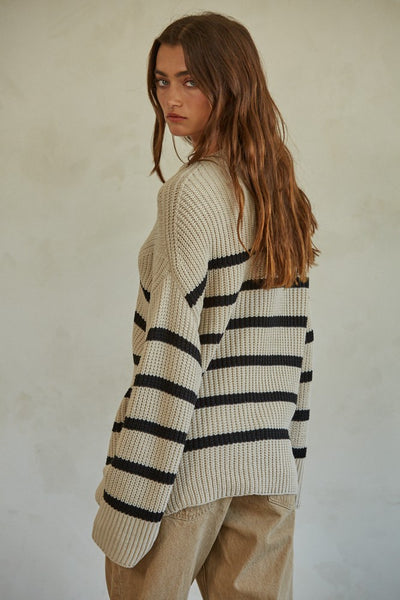Floyd Stripe Sweater - Taupe Black