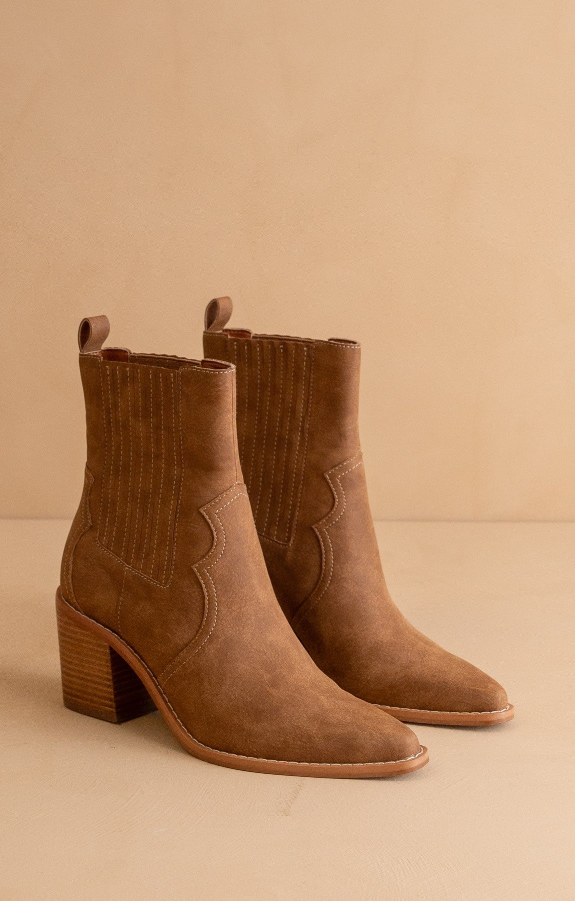 Addison Western Bootie - Camel