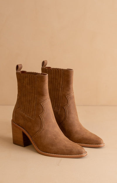 Addison Western Bootie - Camel