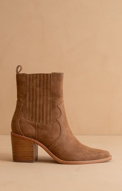 Addison Western Bootie - Camel