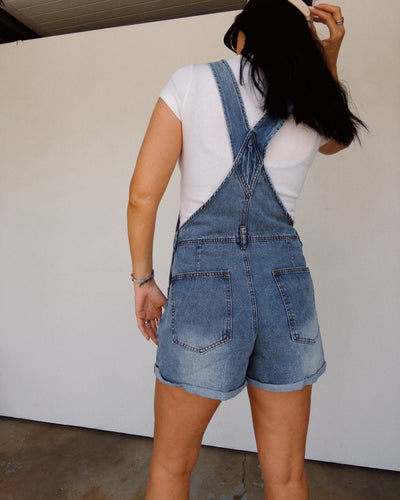 Westside Denim Short Overalls - Medium Wash
