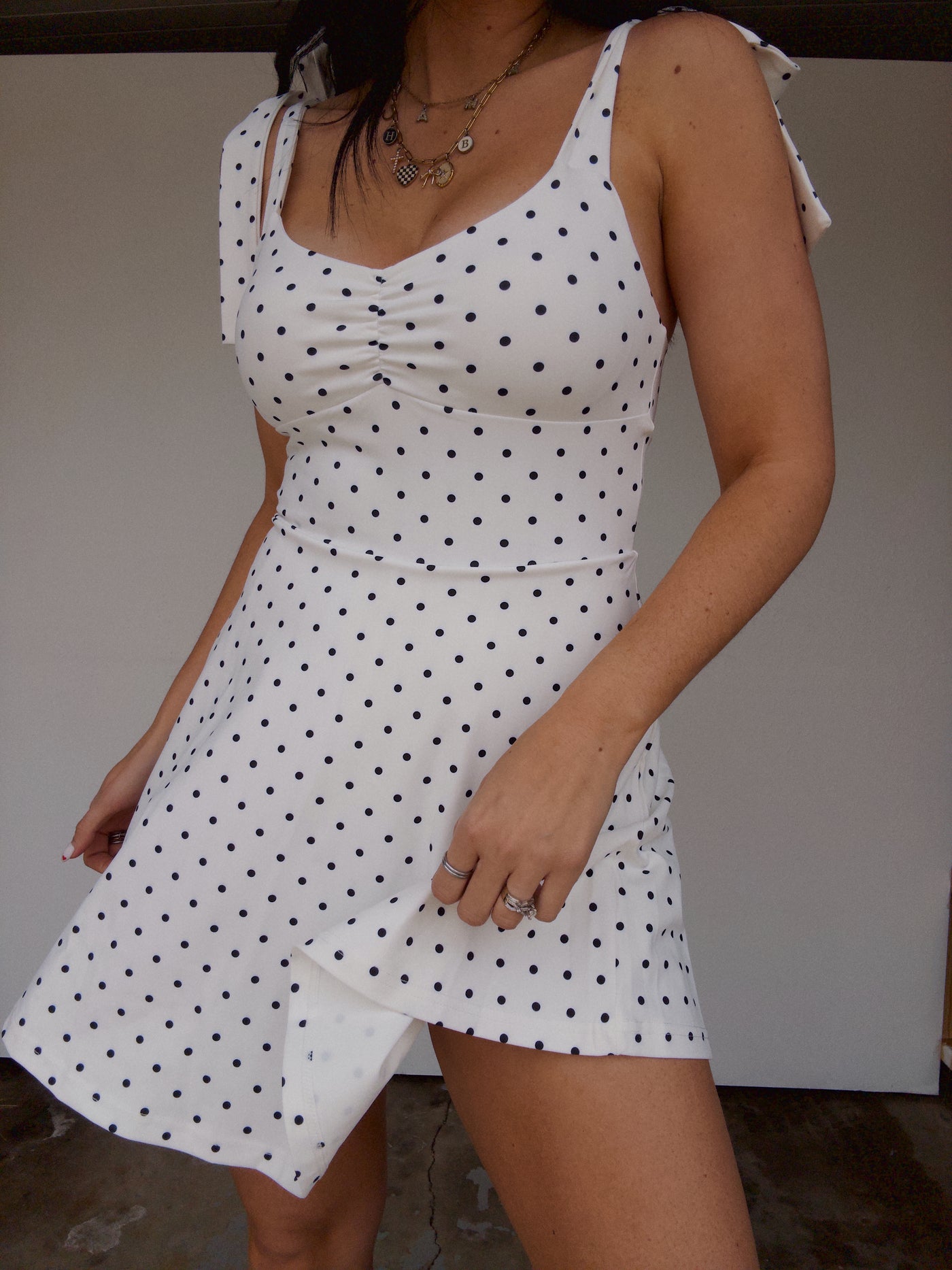 Polka Dot Athletic Dress - White/Black