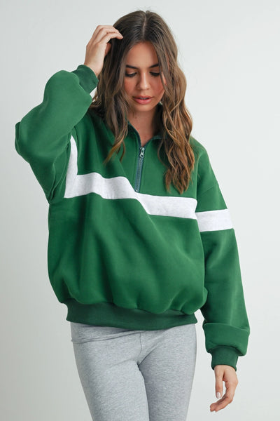 Two-Tone Pullover - Green/Grey