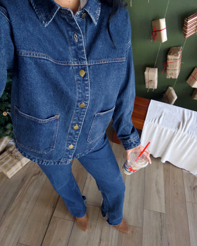 Varsity Blues Denim Jacket - Dark Wash