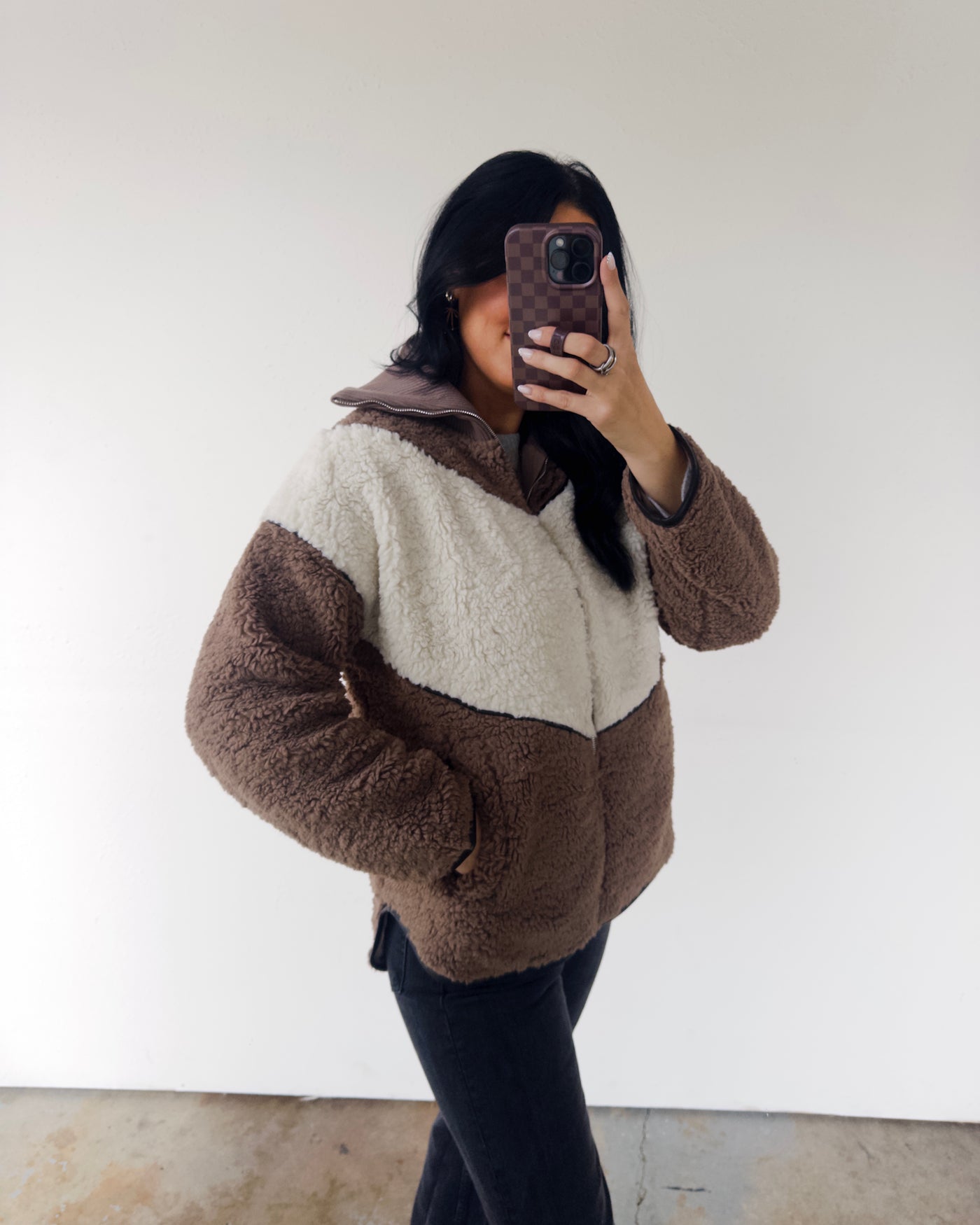 Colorblock Sherpa Jacket - Black Multi