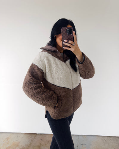 Colorblock Sherpa Jacket - Black Multi