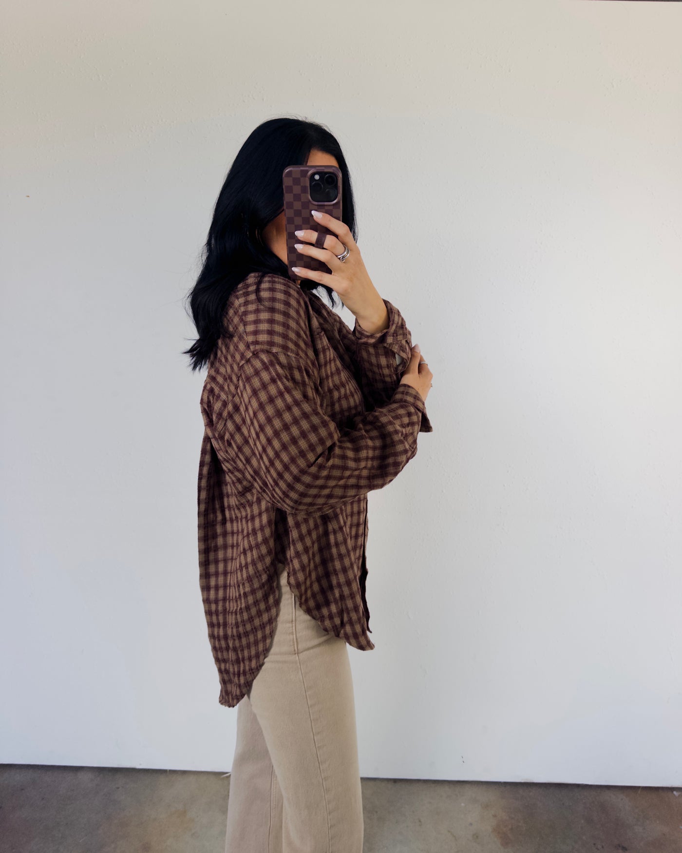 Mia Checkered Top - Brown