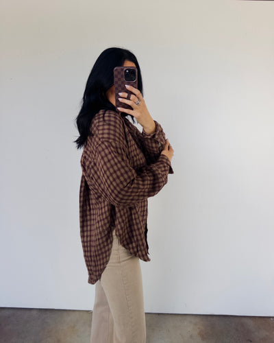 Mia Checkered Top - Brown