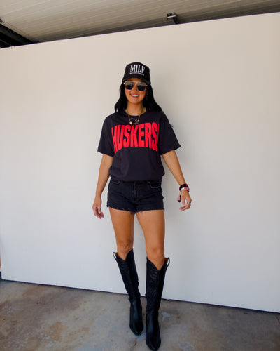 Huskers! Puff Cotton Tee - Black