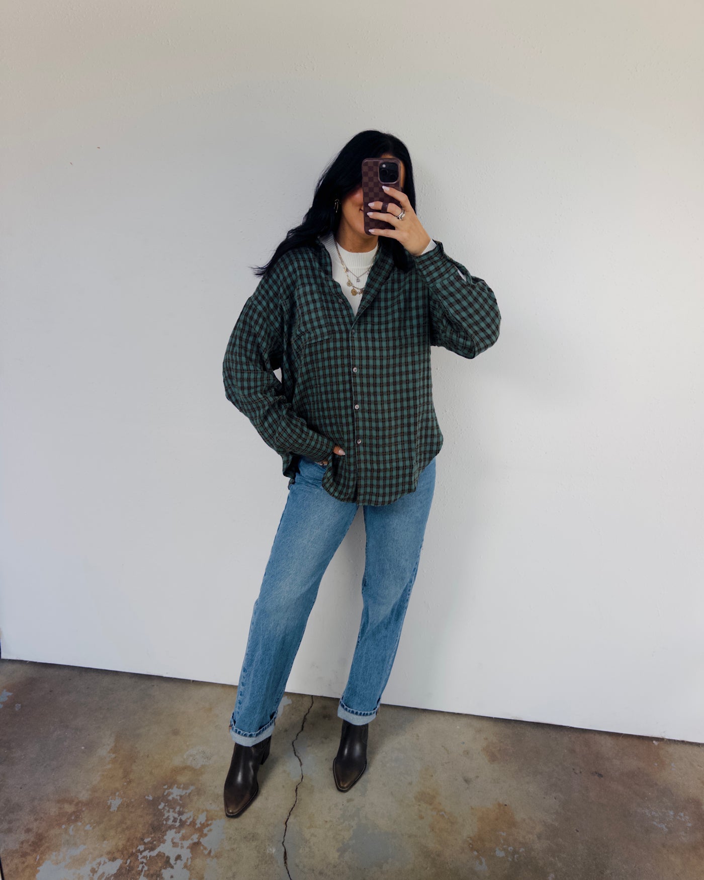 Mia Checkered Top - Green