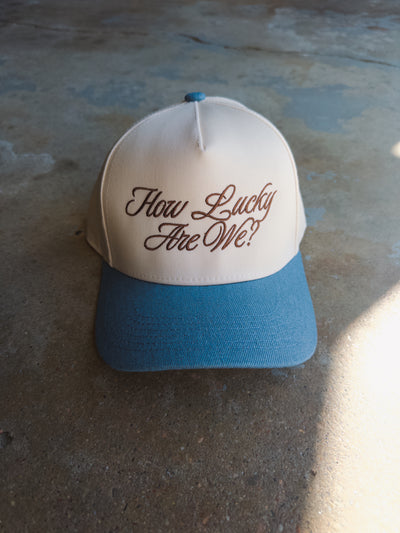 How Lucky Are We Hat - Cream/Denim