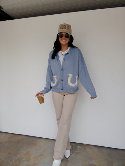 Horseshoe Cardigan - Light Blue