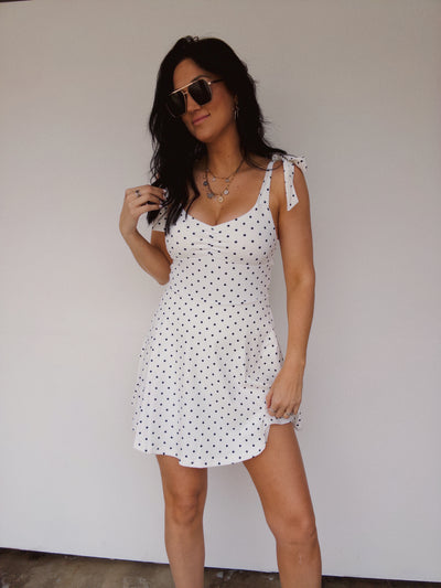 Polka Dot Athletic Dress - White/Black
