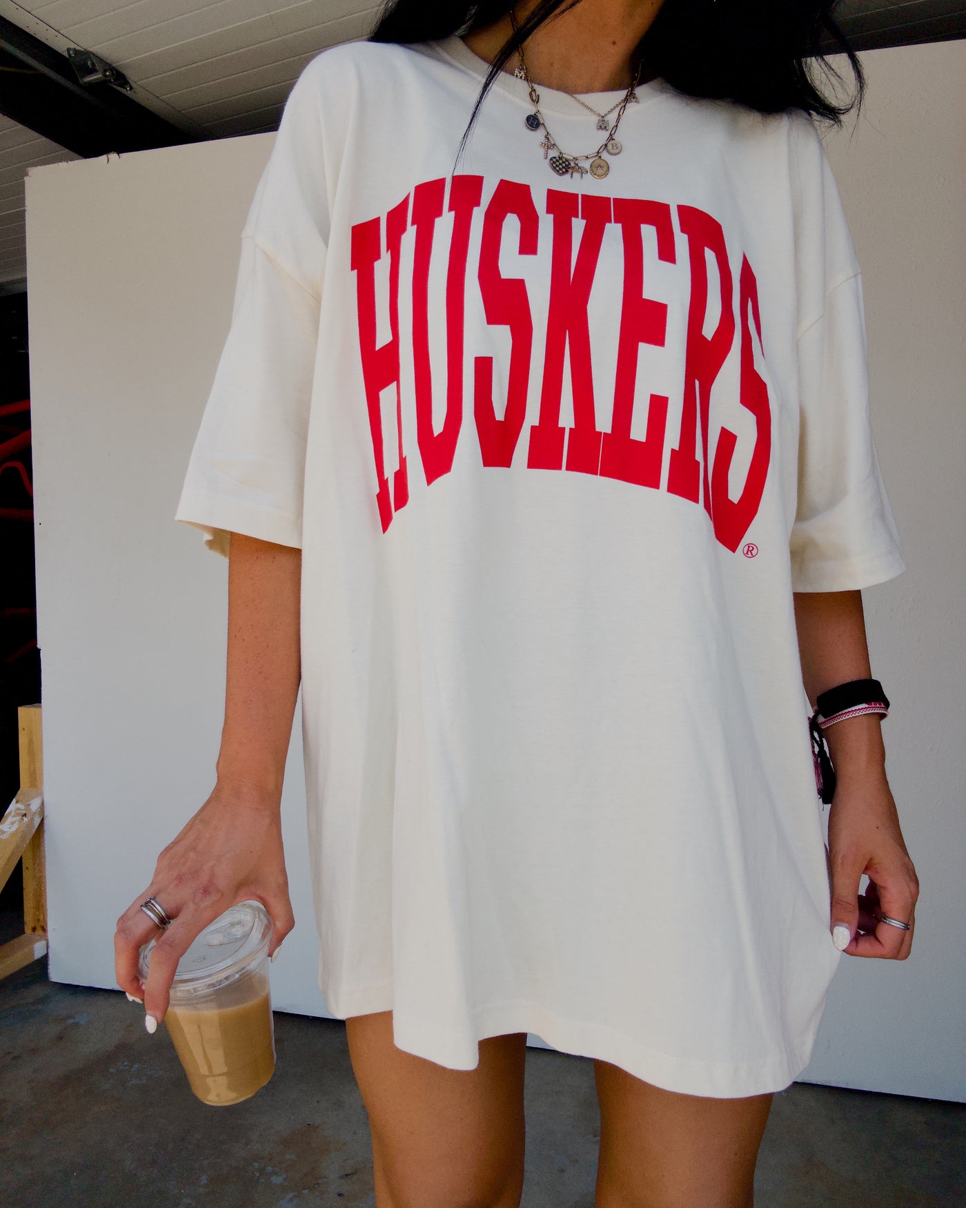 Huskers Tall Boy Cotton Tee - Ivory