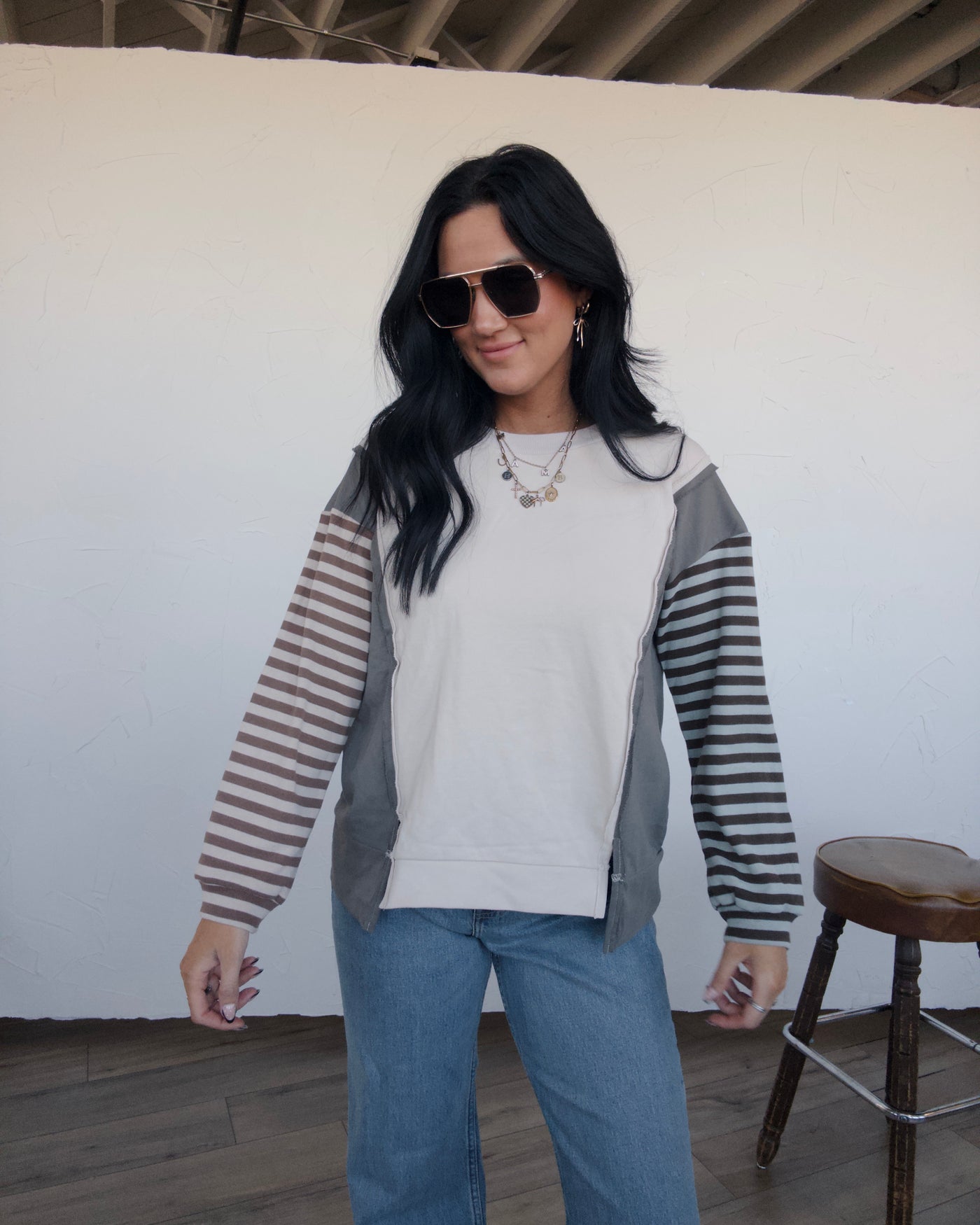 Modern Mix Top - Ecru/Multi