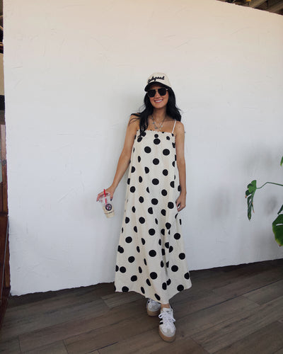 Polka Dot Maxi Dress - Cream/Black