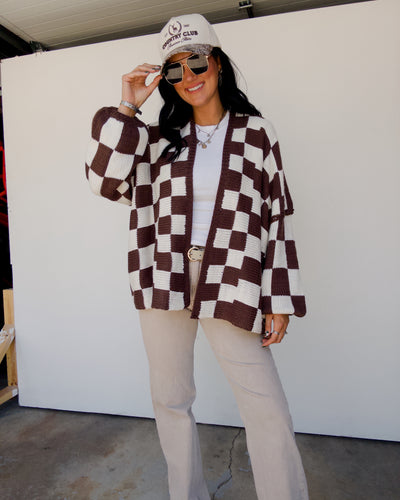Check Me Out Cardigan - Brown/Ivory