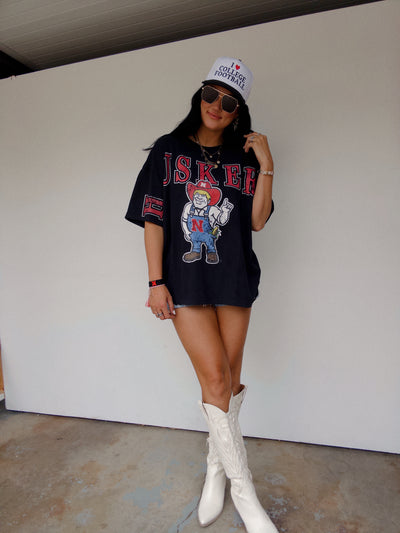 Huskers Split Oversized Tee - Black