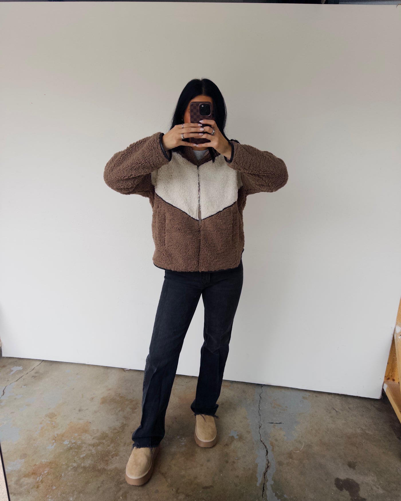 Colorblock Sherpa Jacket - Black Multi