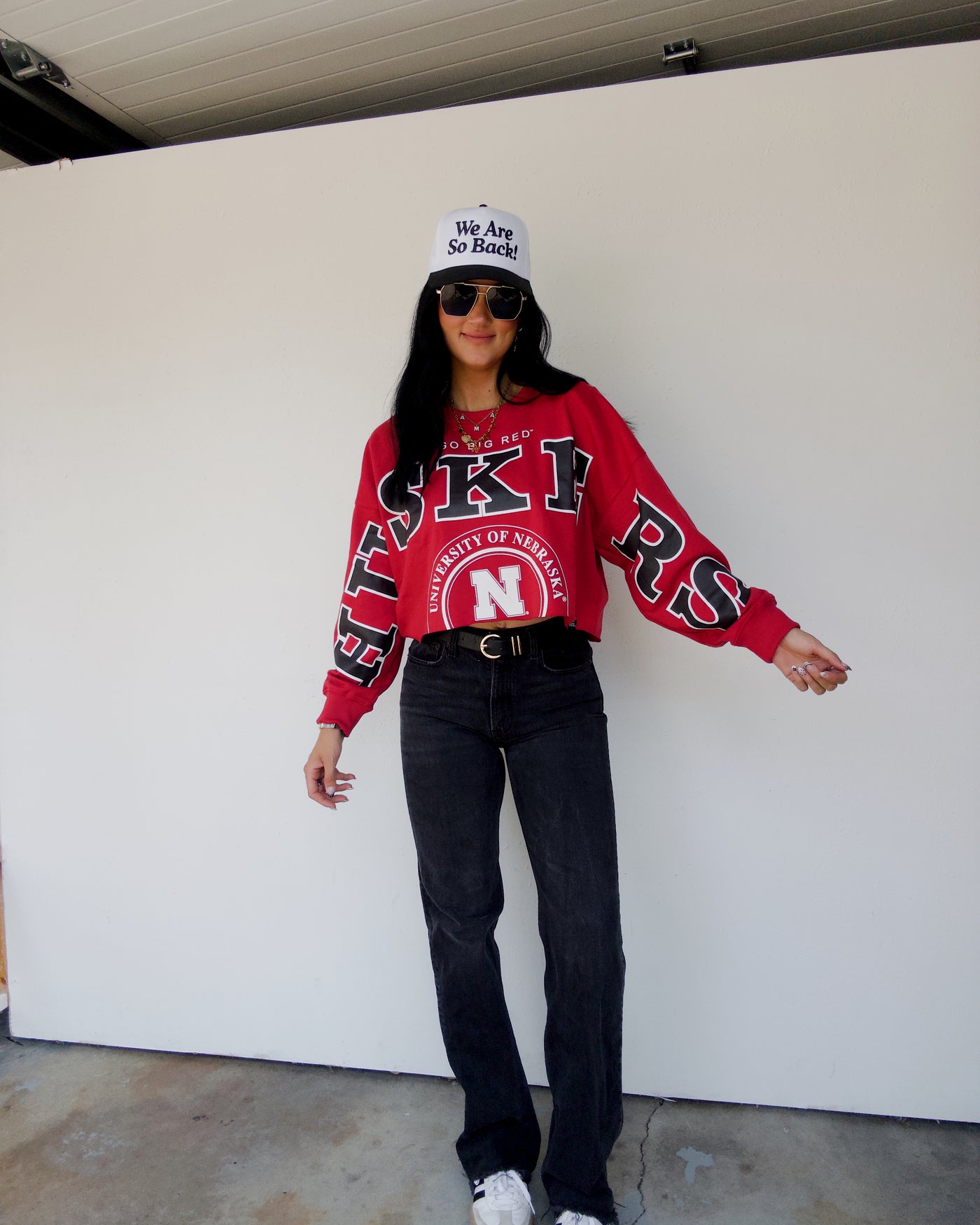 Nebraska Phipps Cropped Crew - Red