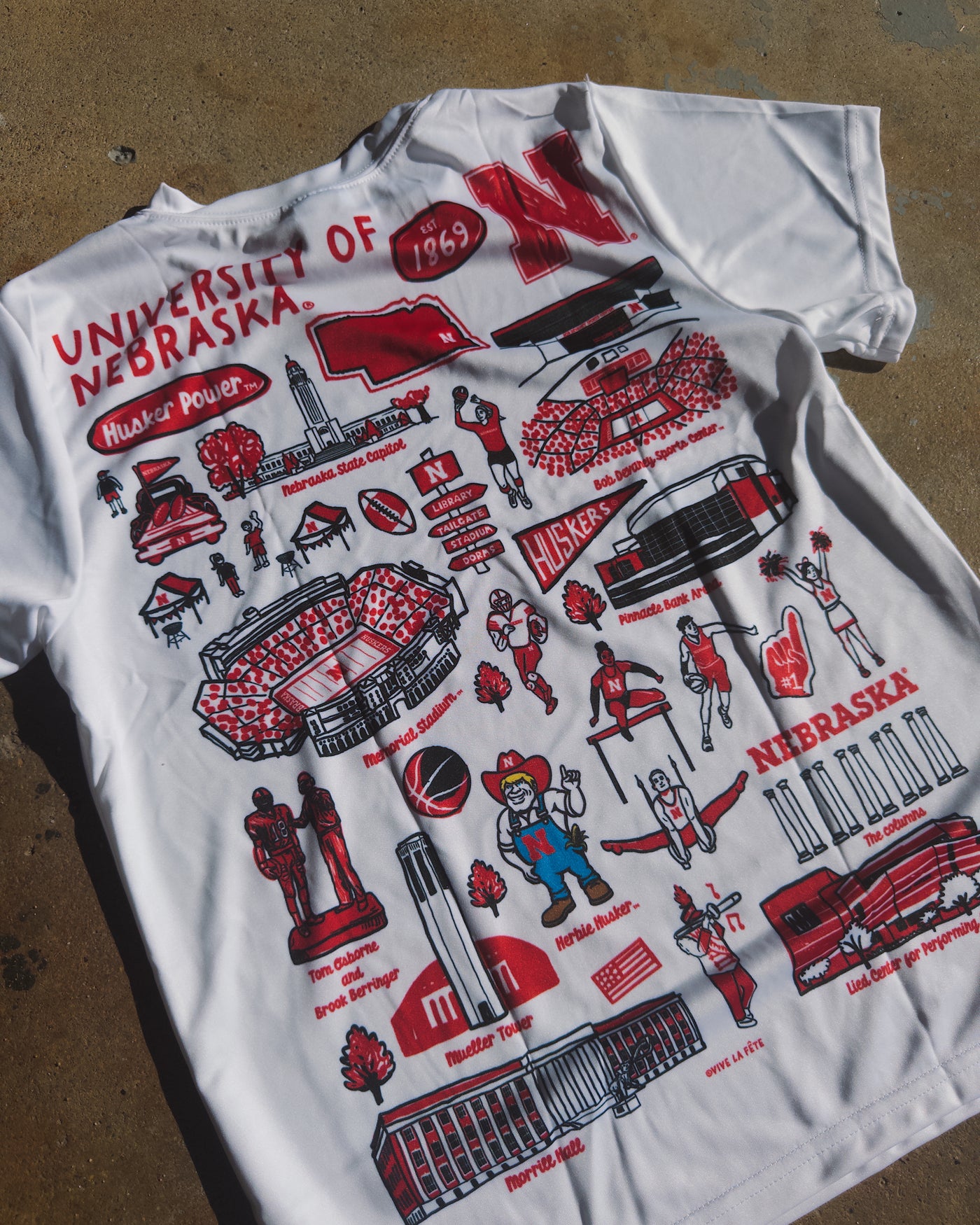 Youth Nebraska Doodle Sketch Tee - White