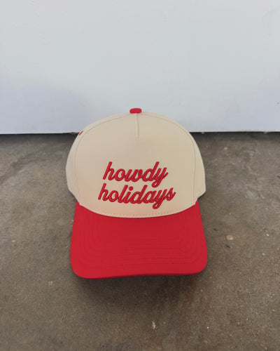 Howdy Holidays Hat - Red/Cream