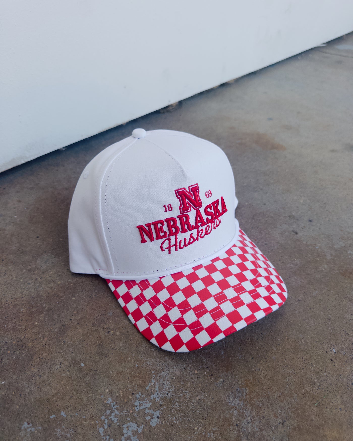Nebraska Check Hat - White/Red